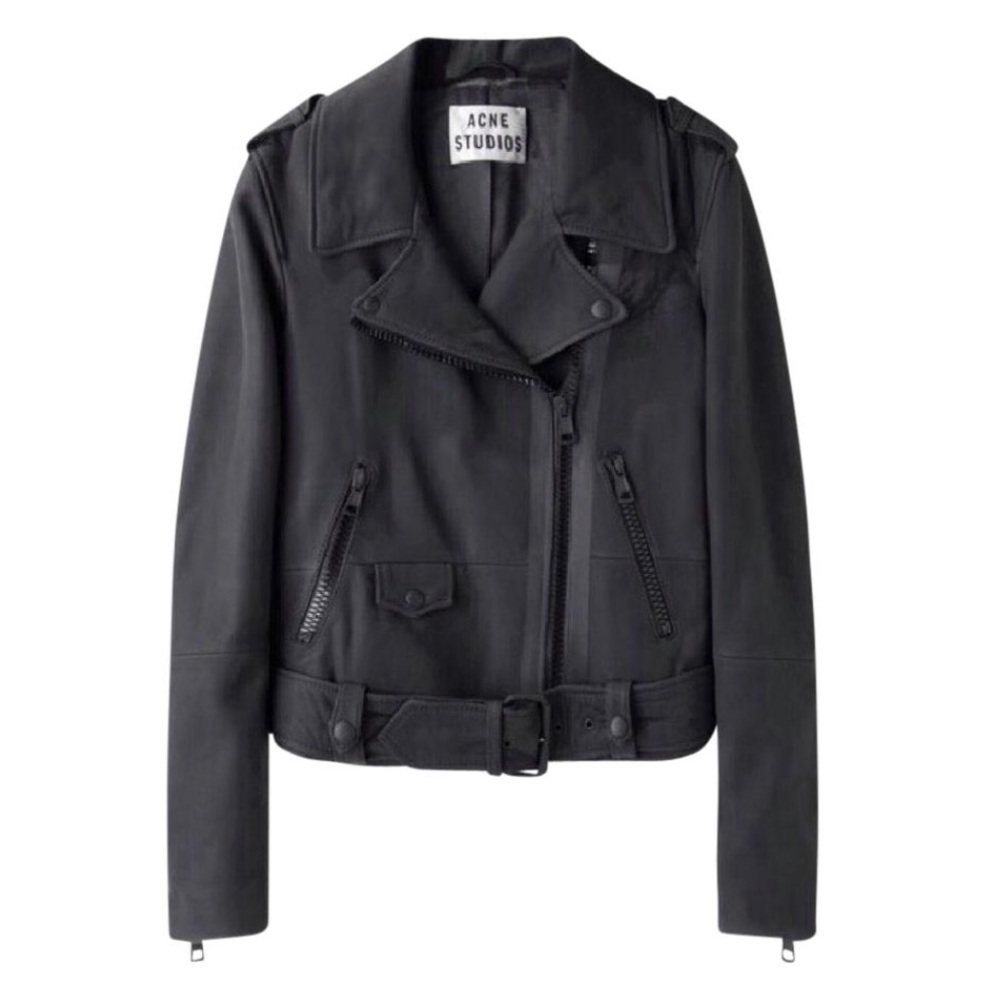 Acne Studios Black Mape Scuba Leather Jacket 36